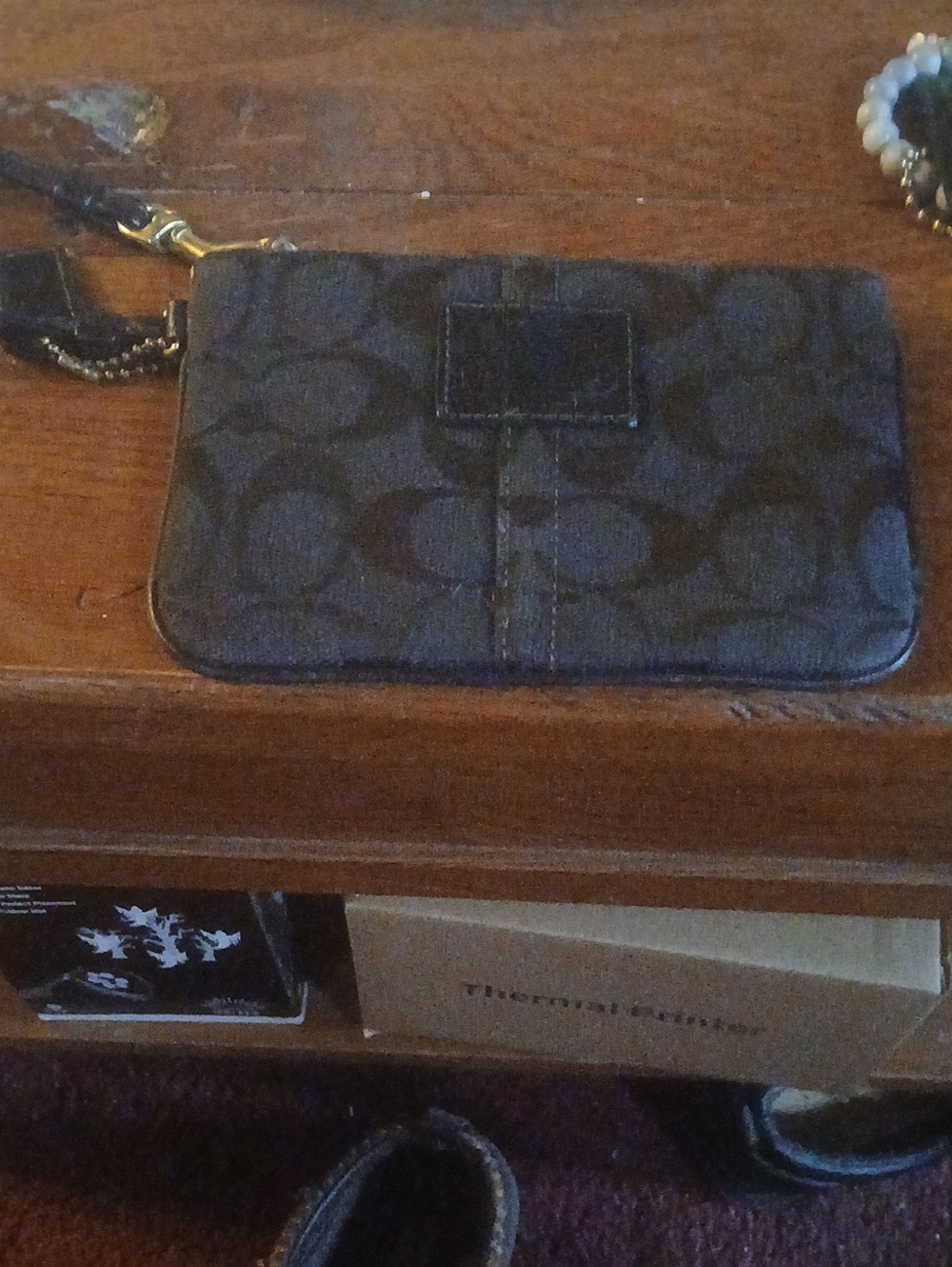 Coach Black Patterned Wristlet Phone Case
